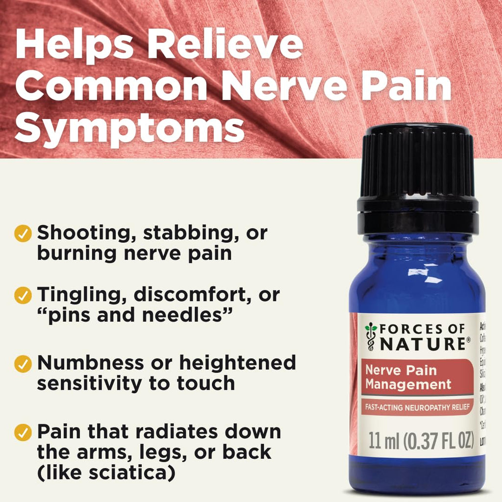 Forces of Nature Nerve Pain Management, Organic Topical Relief for Neuropathy & Nerve Discomfort, Homeopathic Medicine Supports Relief from Shooting Pains for Back, Hands, Legs and Feet, .37 fl oz Forces of NatureBuy Supplements Australia