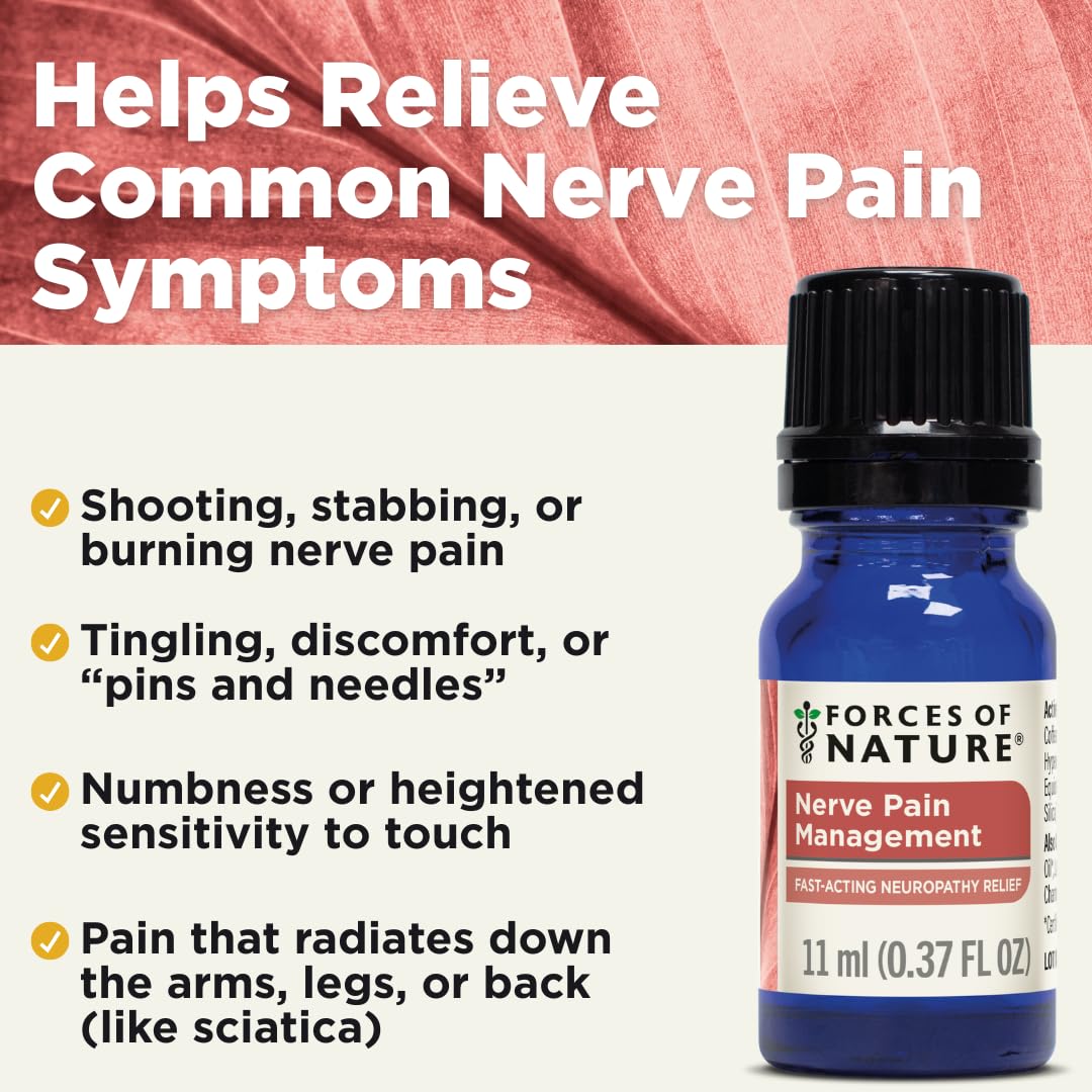Forces of Nature Nerve Pain Management, Organic Topical Relief for Neuropathy & Nerve Discomfort, Homeopathic Medicine Supports Relief from Shooting Pains for Back, Hands, Legs and Feet, .37 fl oz Forces of NatureBuy Supplements Australia