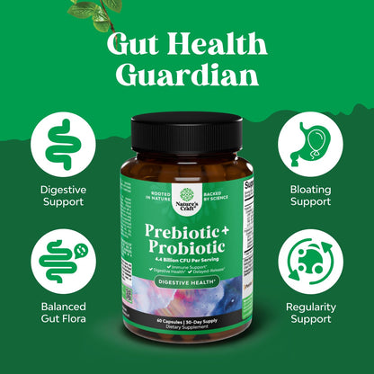 Prebiotics and Probiotics Gut Health Supplement-Super Potent Digestive Health Acidophilus Probiotic Capsules with Men & Womens Probiotics & Prebiotics