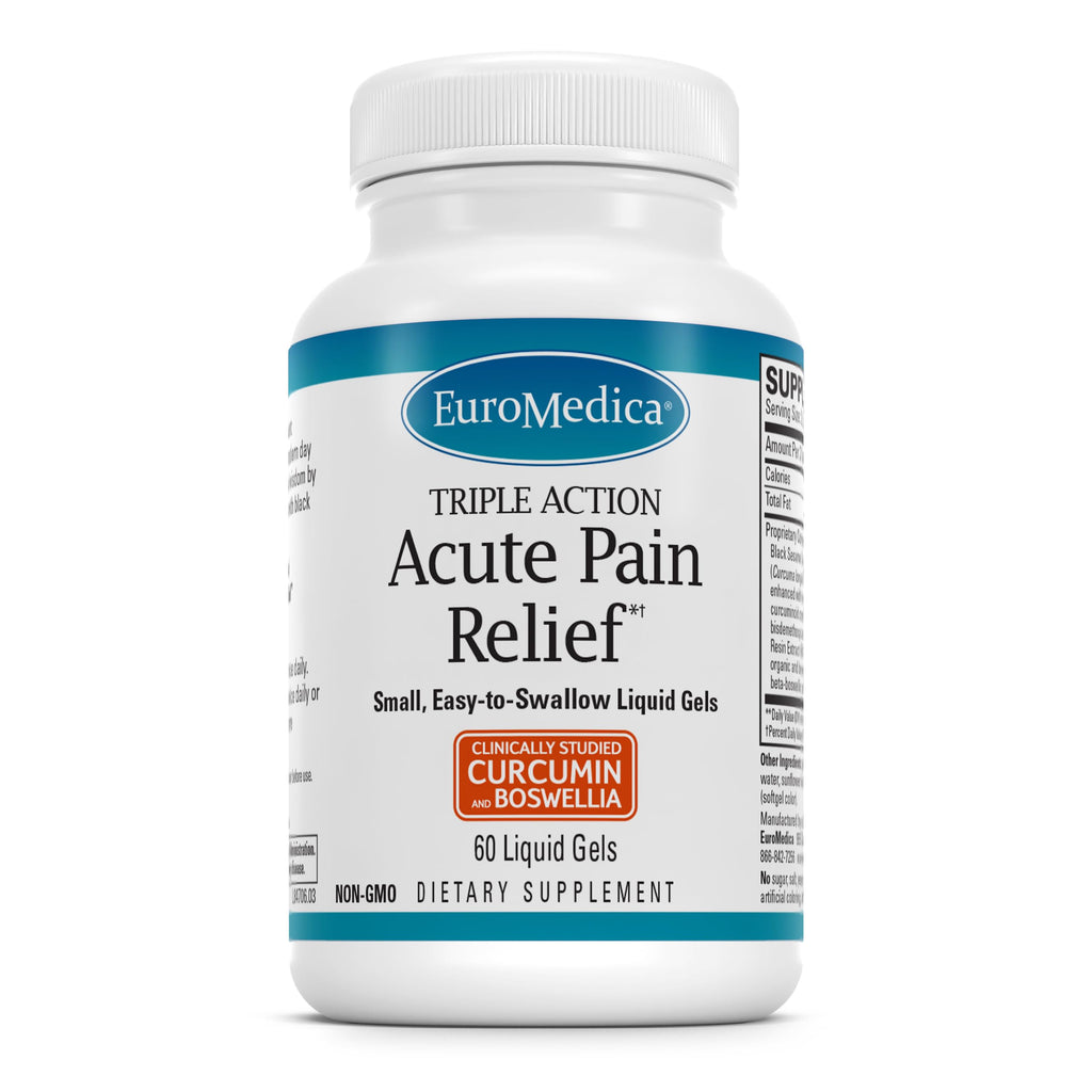 EuroMedica Acute Pain Relief - Dietary Supplement with BCM-95 Curcumin & BOS-10 Boswellia - Black Sesame Seed Oil Supplement to Support Relief of Occasional Discomfort - 60 Liquid Gels EuroMedicaBuy Supplements Australia
