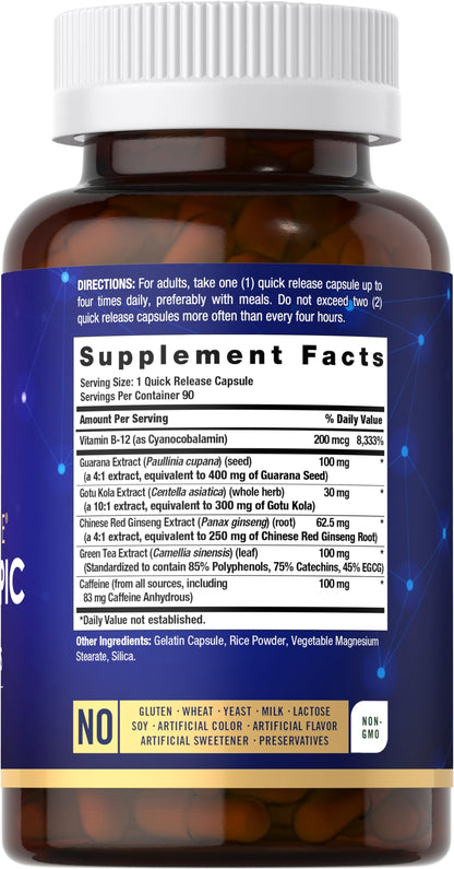 Carlyle Brain Nootropic Supplement | 90 Capsules | with Caffeine, B12, and Guarana Extract | Non-GMO & Gluten Free CarlyleBuy Supplements Australia