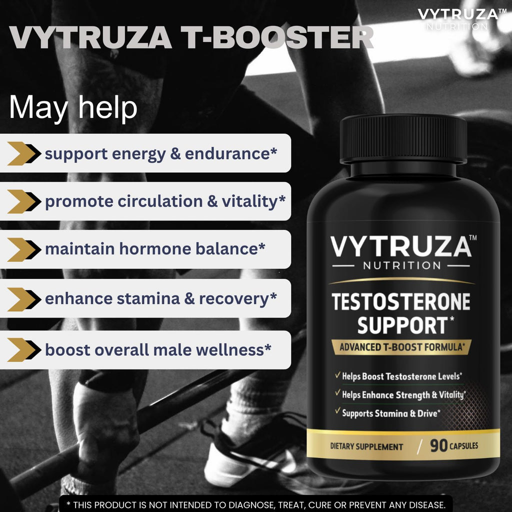 VYTRUZA Nutrition Advanced T-Boost Formula Test Support Capsules, Premium Ingredients, Energy, Strength Support Supplement for Men, 90 Capsules VYTRUZA buy supplements Au