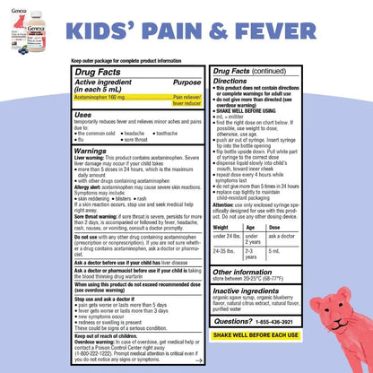 Genexa Kids' Clean Pain & Fever Acetaminophen Bundle | Relieves Fever & Minor Aches and Pain | Dye Free, 0% Artificial Additives | Chewable Tablets & Liquid Oral Suspension for Children Aged 2-11 GenexaBuy Supplements Australia