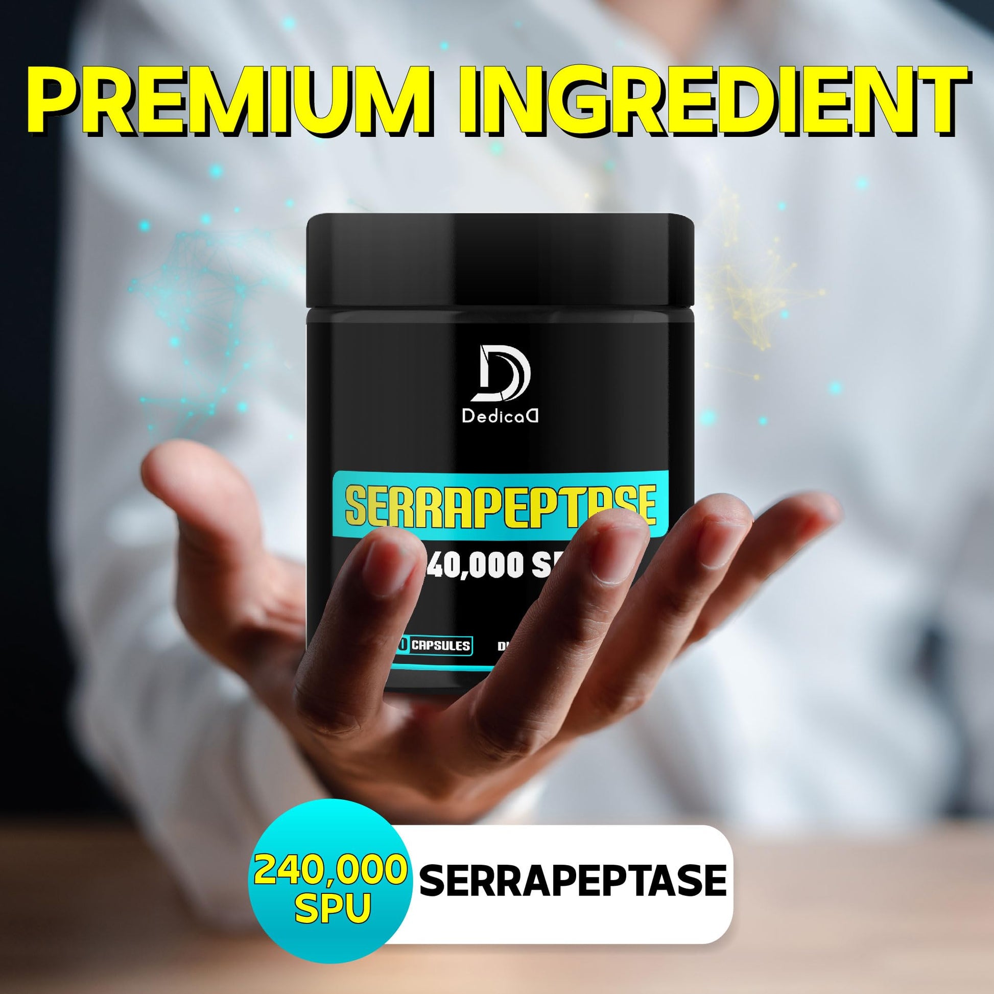 DEDICAD Serrapeptase Supplement 240,000 SPU - 150 Capsules for Smooth Breathing, Heart Health & Immune System Support - 75-Serving Supply DEDICAD buy supplements Au