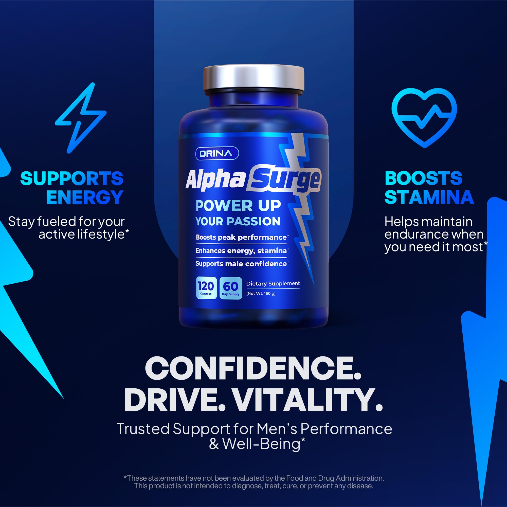 Pills for Men Fast Acting - Male Enhancing Supplement Testosterone Booster - Blood Flow, Libido, Size, Girth, Hardness, Stamina, Enlargement, Growth - Natural Performance Enhancer - 2 Month Supply DRINA buy supplements Au