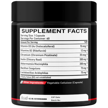 DEDICAD Akkermansia Probiotic for Increases GLP-1 - Contains Inulin, Bacillus Coagulans, Lactobacillus Acidophilus & Chromium - 60 Days Supply - 60 Capsules DEDICAD buy supplements Au