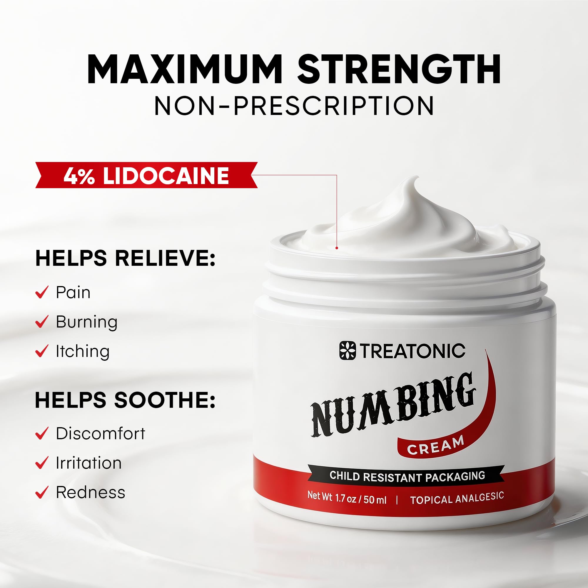 Treatonic Numbing Cream: Extra Strength Numbing Cream for Discomfort, Burning, Itching, & After Sun - Maximum Strength Topical Anesthetic with Menthol & Emu Oil for Toes Feet Hands Legs Arms – 1.7oz TreatonicBuy Supplements Australia
