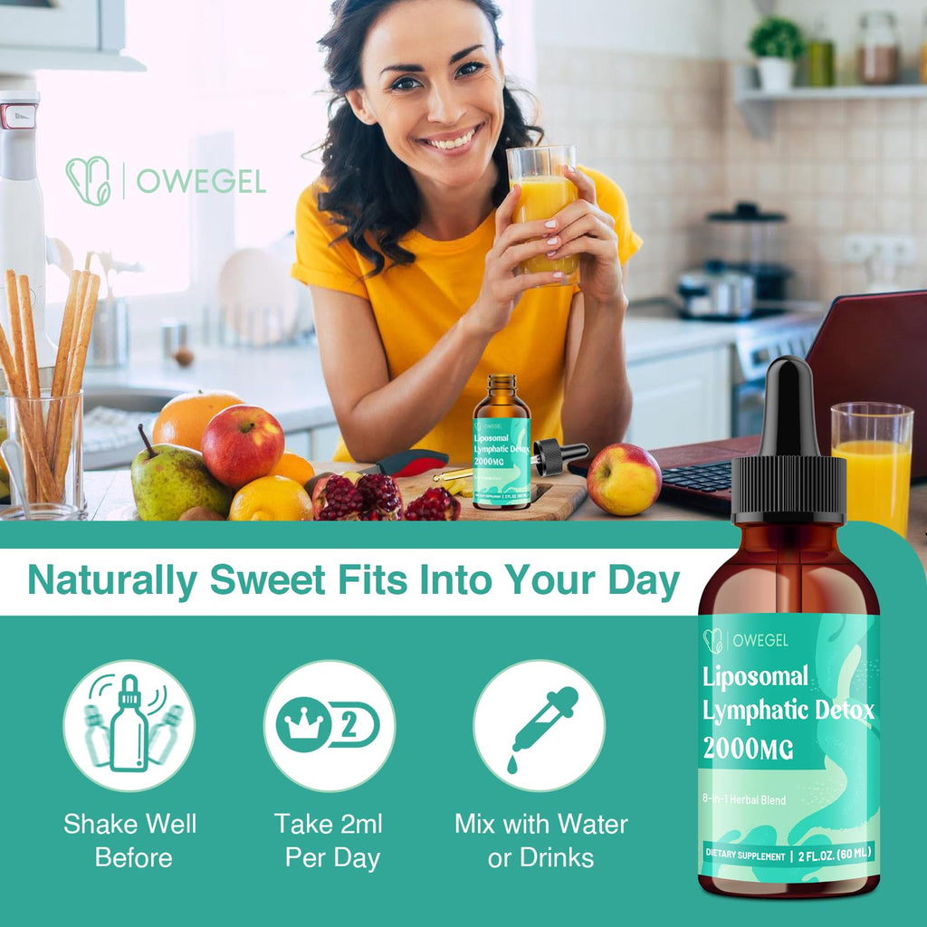 owegel Liposomal Lymphatic Drainage Drops 2000mg – Immune & Lymph System Support – Lymphatic Detox and Cleanse with Echinacea, Red Clover, Dandelion & Cleavers – Sugar-Free, Alcohol-Free – 2 FL OZ owegel buy supplements Au