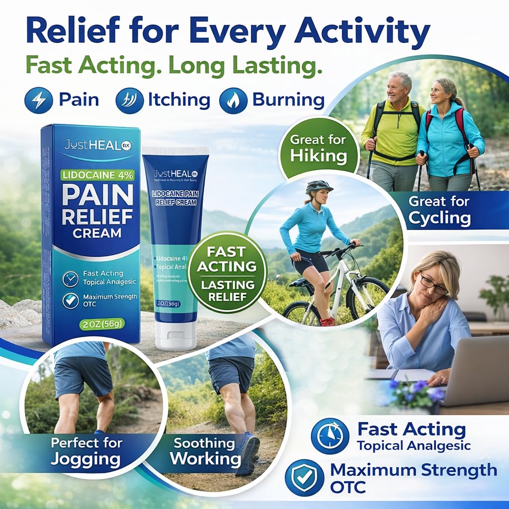 JustHeal RX Lidocaine Cream for Hemorrhoids | 2 OZ Tube – Fast-Acting 4% Lidocaine Numbing Cream & Topical Analgesic Cream for Anorectal Itch Relief | OTC Lidocaine Cream Maximum Strength JustHeal RXBuy Supplements Australia