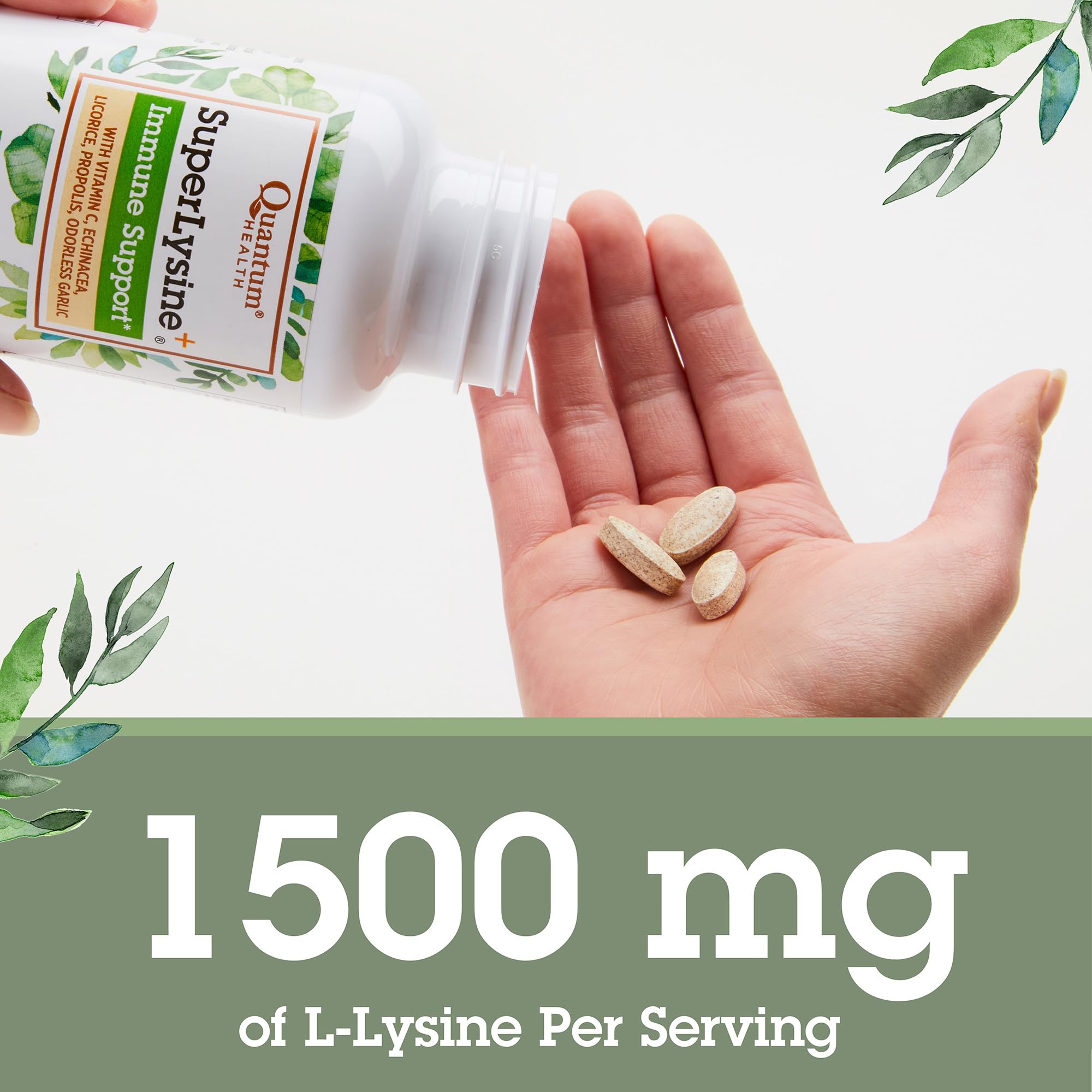 Quantum Health Super Lysine+ / Advanced Formula Lysine+ Immune Support with Vitamin C, Echinacea, Licorice, Propolis, Odorless Garlic (90 Tablets)