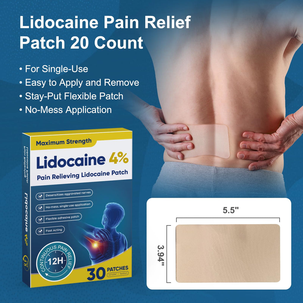 Teemofe 4% Lidocaine Pain Relief Patches – Maximum OTC Strength, Fast-Acting Targeted Relief, 30 Count, for Everyday Muscle & Joint Discomfort - 260130-2 TeemofeBuy Supplements Australia