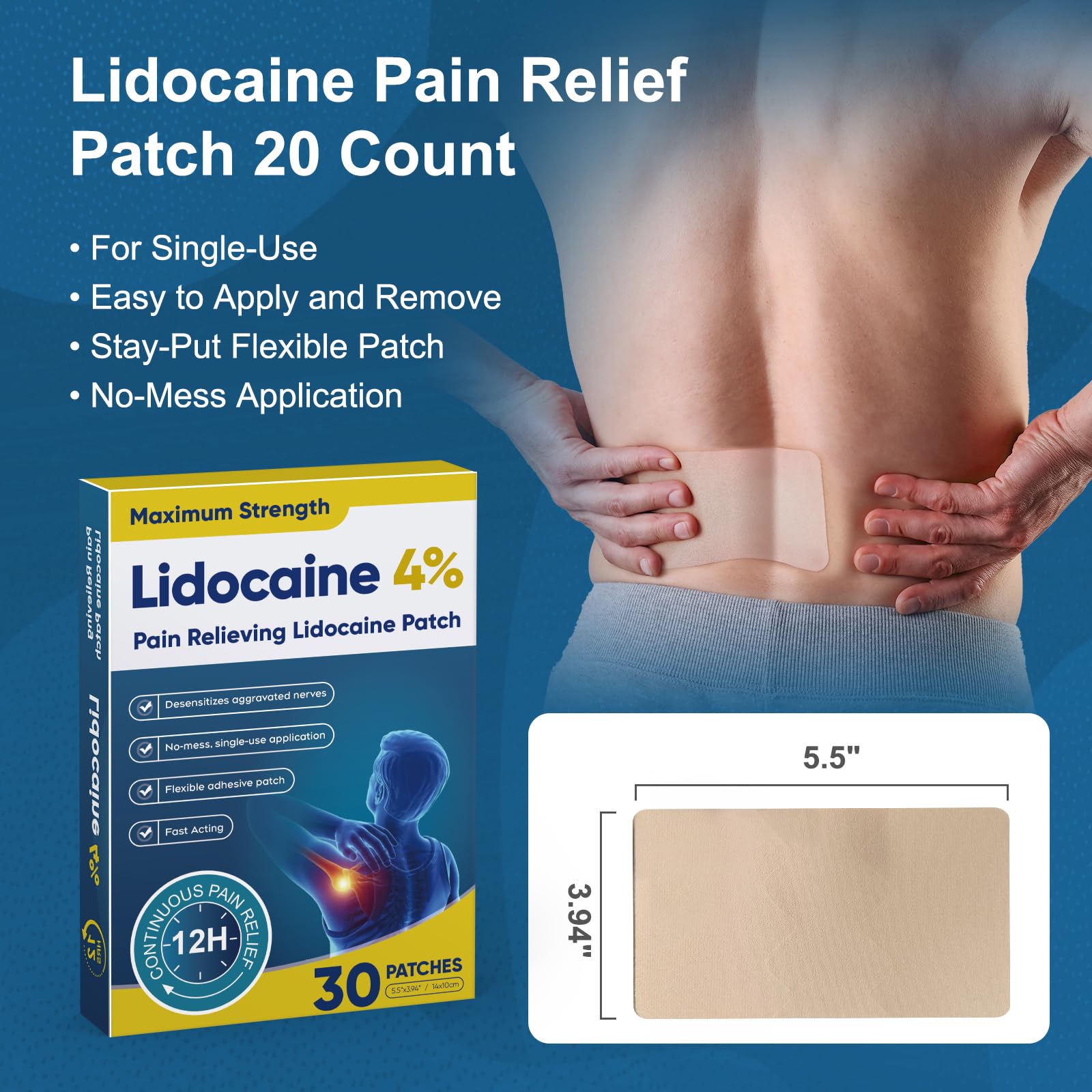 Teemofe 4% Lidocaine Pain Relief Patches – Maximum OTC Strength, Fast-Acting Targeted Relief, 30 Count, for Everyday Muscle & Joint Discomfort - 260130-2 TeemofeBuy Supplements Australia