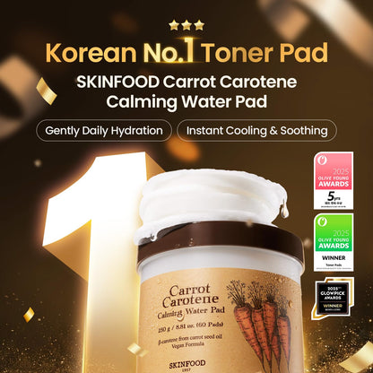 SKINFOOD Carrot Carotene Toner Pads, Hydrating & Soothing for Dry Skin, Instant Cooling, After Sun & Heat Care, Cotton Facial Toner Pads, Korean Skincare for Face (60 Counts) SKINFOOD 1957Buy Supplements Australia