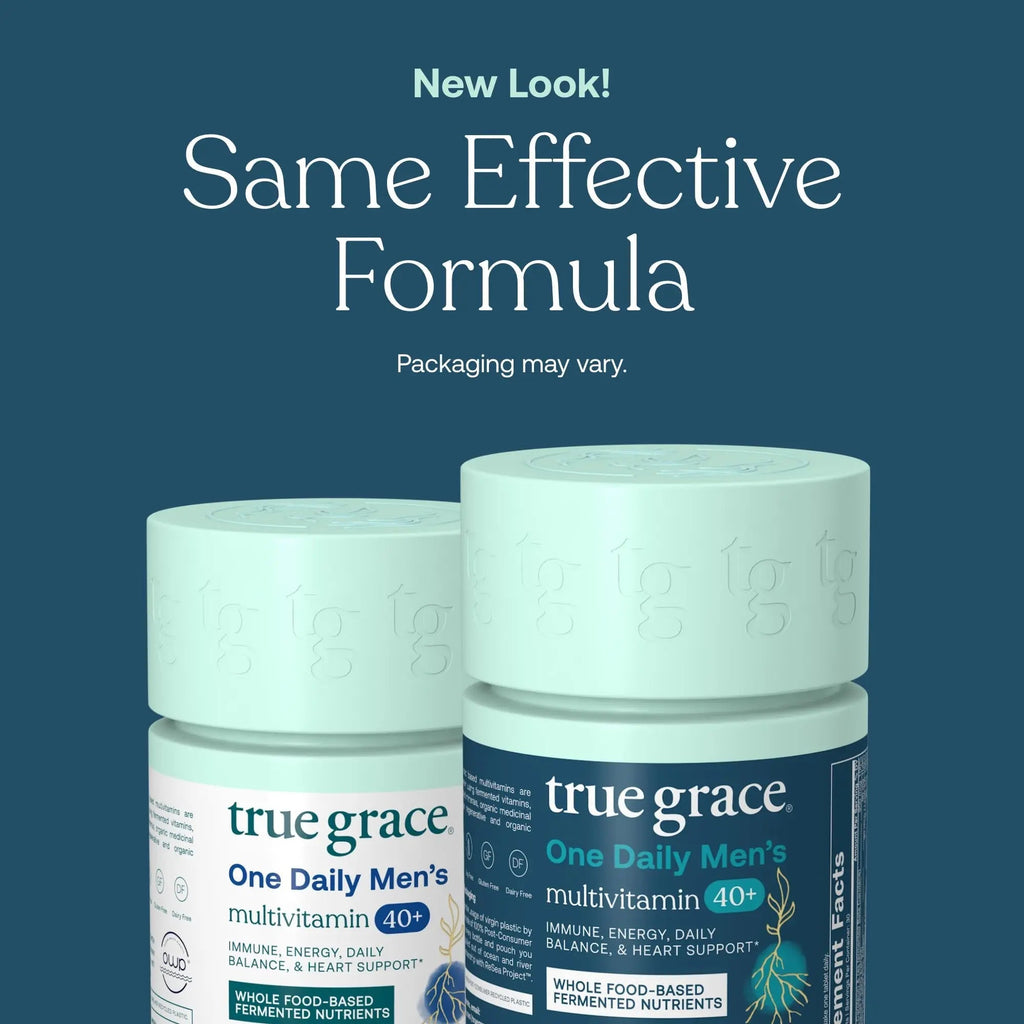 True Grace Men's 40+ One Daily Multivitamin Fermented Minerals, Organic Adaptogens & Mushrooms Whole Body Balance Immune True Grace