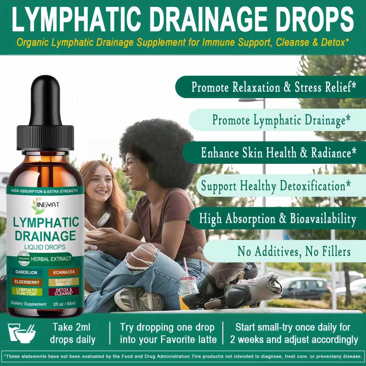 Organic Lymphatic Drainage Drops | 17-in-1 Lymphatic Drainage Supplement | Echinacea,Elderberry,Dandelion | High Absorption Liposomal Lymphatic Drainage for Immune Support,Lymph Cleanse&Detox,2 fl oz JINGYAT buy supplements Au