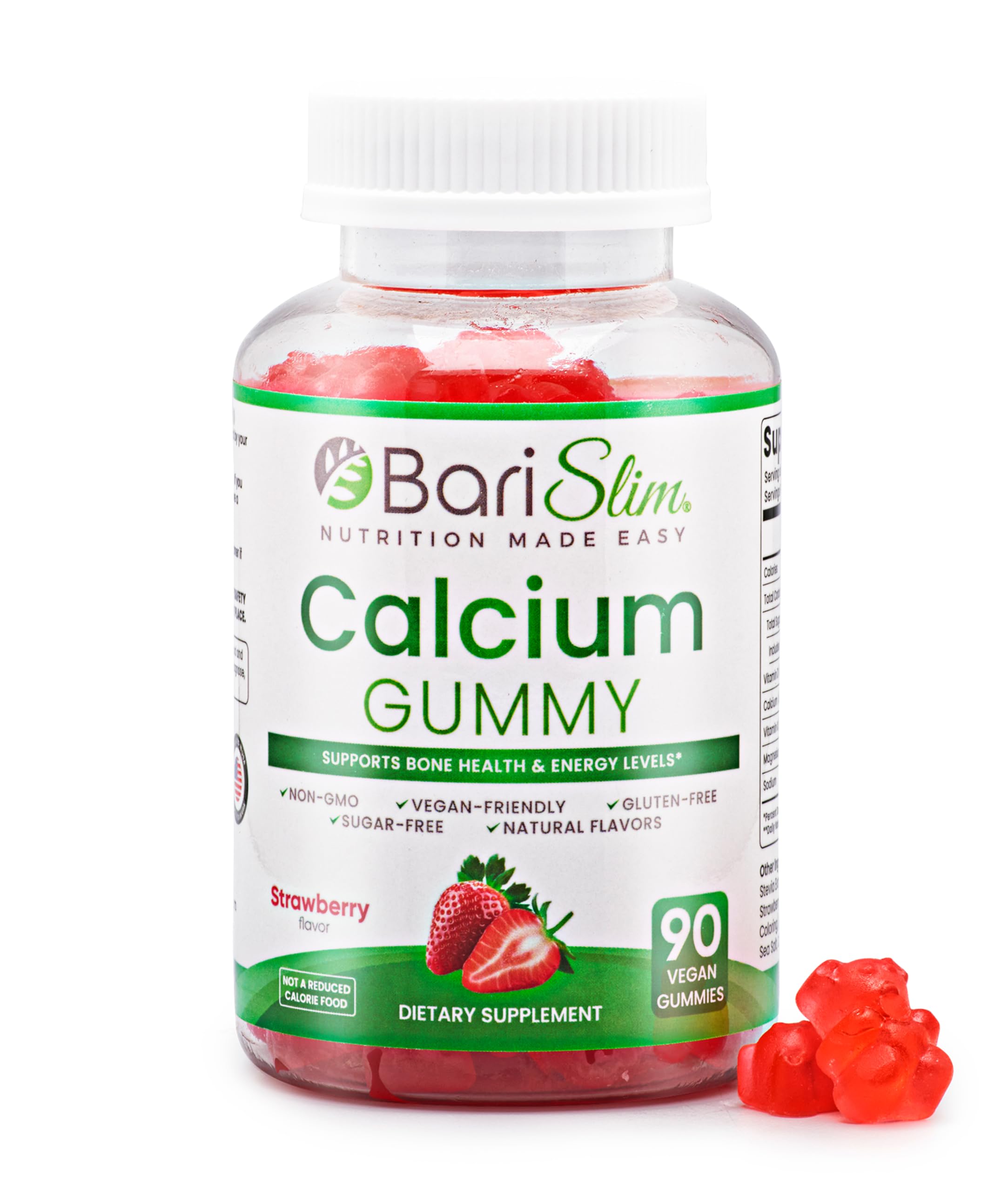 BariSlim Bariatric Calcium Gummies - Specially Formulated Bariatric Vitamins for Patients After Weight Loss Surgery - Supports Energy Levels & Bone Health | Strawberry (90 Vegan Gummies) BariSlim buy supplements Au