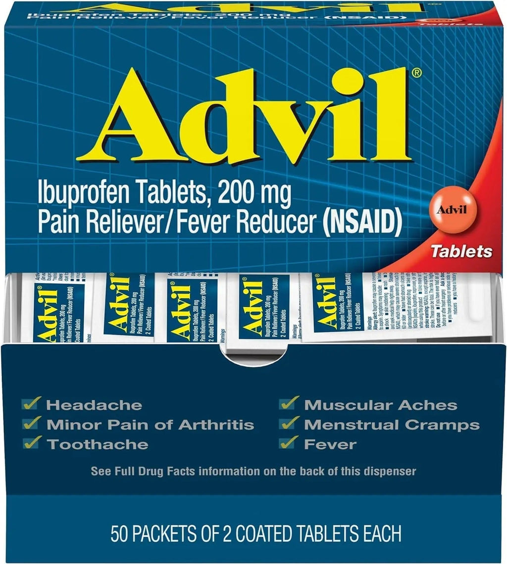 Advil Ibuprofen, 200mg (50 Packets of 2 Coated Tablets) 50 ea (Pack of 3) AdvilBuy Supplements Australia