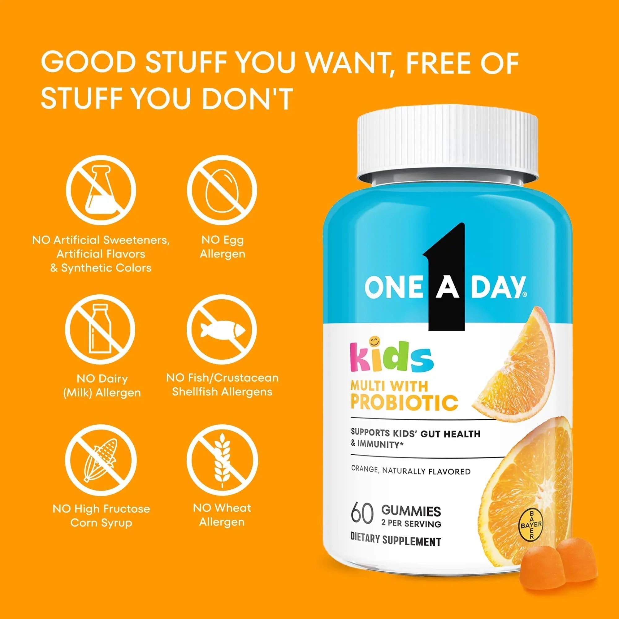 One A Day Kids Multivitamin with Probiotic, Multivitamin Gummies, Kids Probiotic for Digestive Health, Gummy Vitamins ONE A DAY
