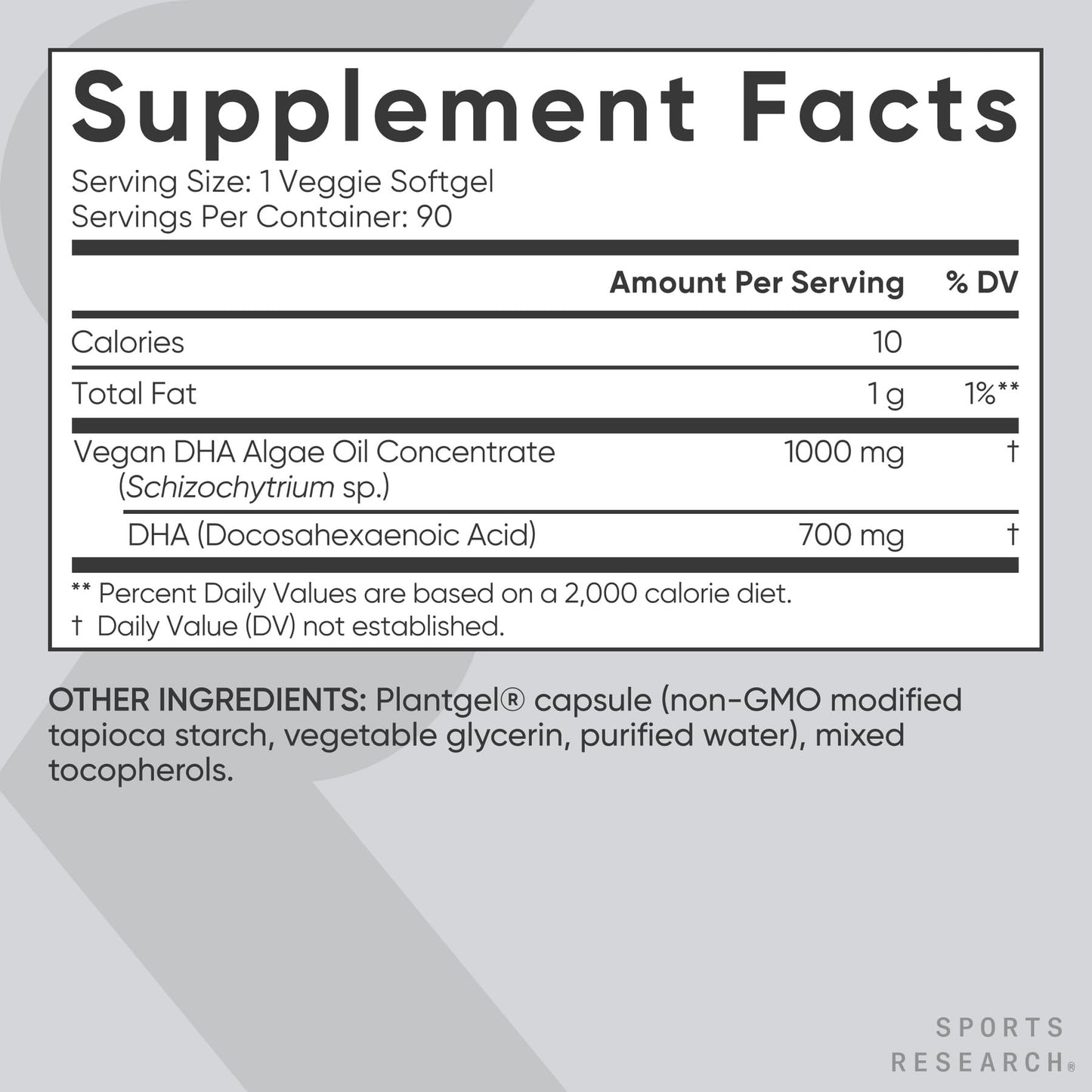 Sports Research® Vegan DHA 700mg - Cognitive Support, Brain Support, Supplement with Omega-3 DHA from Algae Oil - Vegan Certified · Non-GMO · Gluten Free - 90 Count Softgels Sports Research buy supplements Au