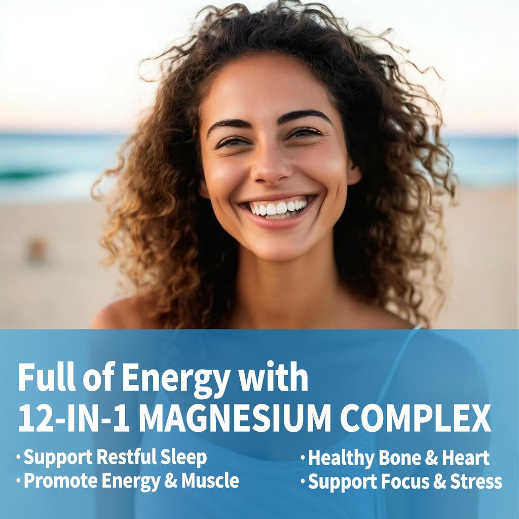 Magnesium Complex 12 in 1 Supplement for Women & Men 700mg, Magnesium Glycinate with Vitamin D3 K2, Citrate Malate Oxide Taurate Aspartate Orotate, for Relaxation, Heart, Energy, Muscle, 120 Capsules Qmiozzy buy supplements Au