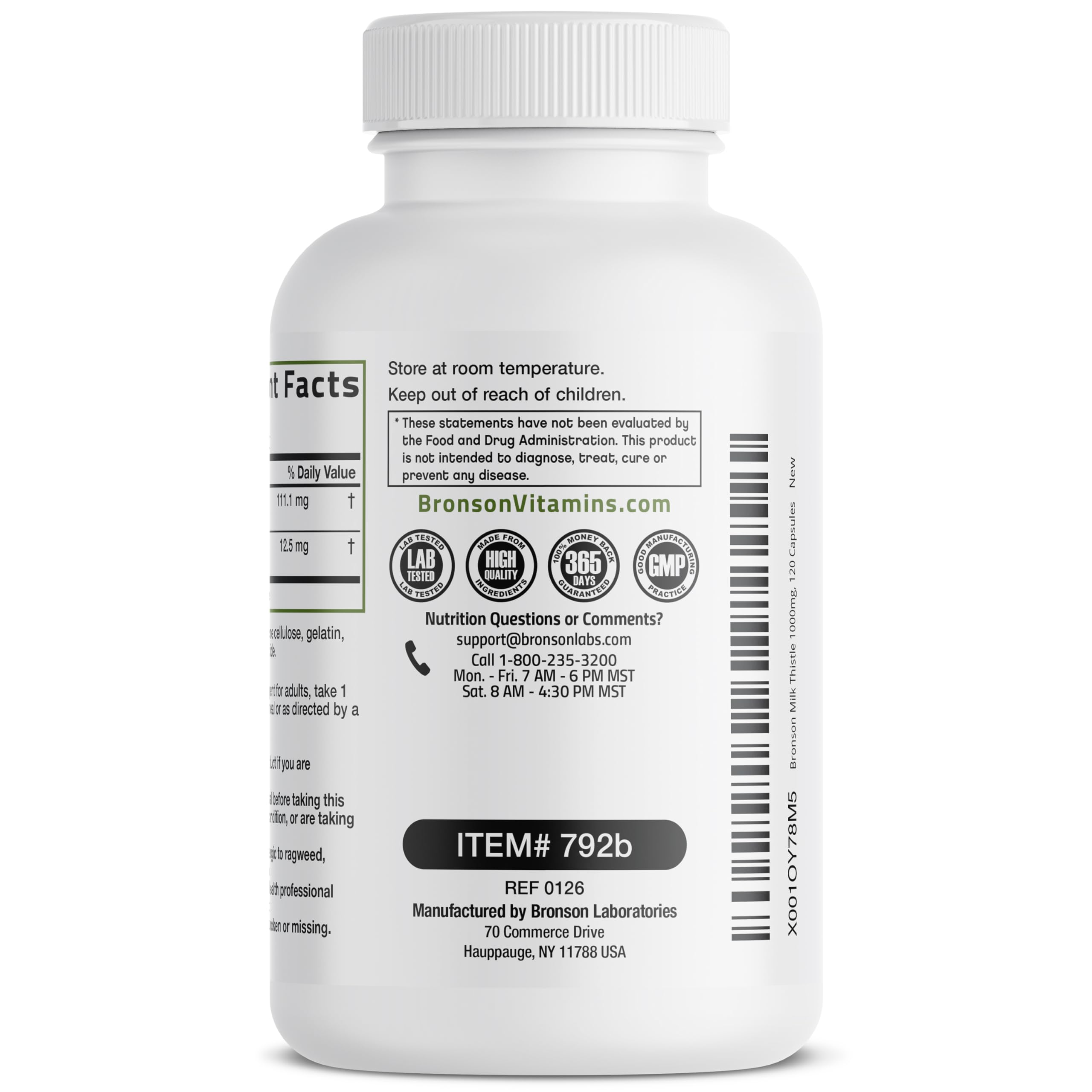 Bronson Milk Thistle Silymarin Marianum & Dandelion Extract Liver Health Support, Antioxidant Support, Detox, 120 Capsules