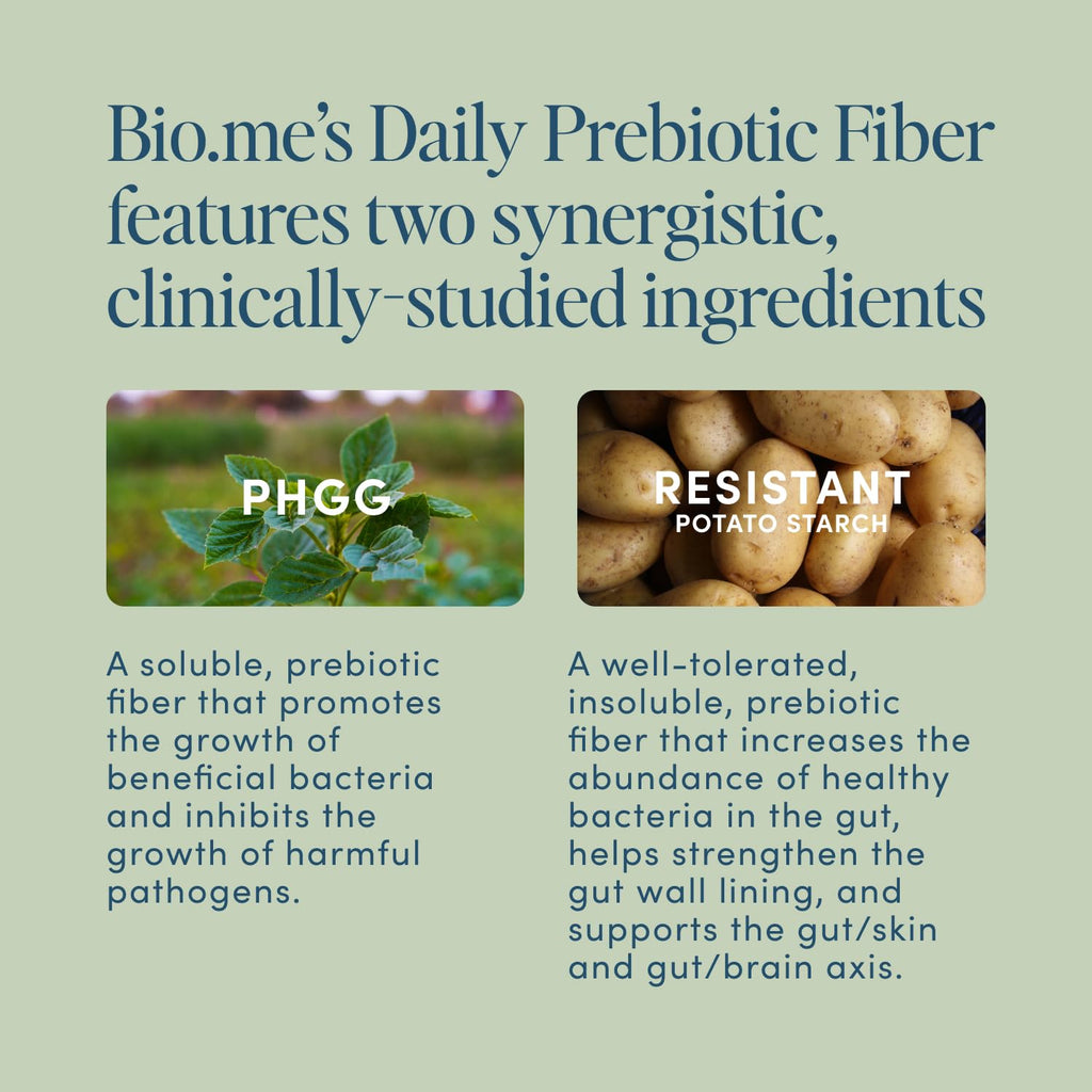 Bio.me Daily Prebiotic Fiber Powder Unflavored - 7g Per Serving - Soluble & Insoluble Fiber Supplement Powder for Women & Men - Digestive Health & Gut Health