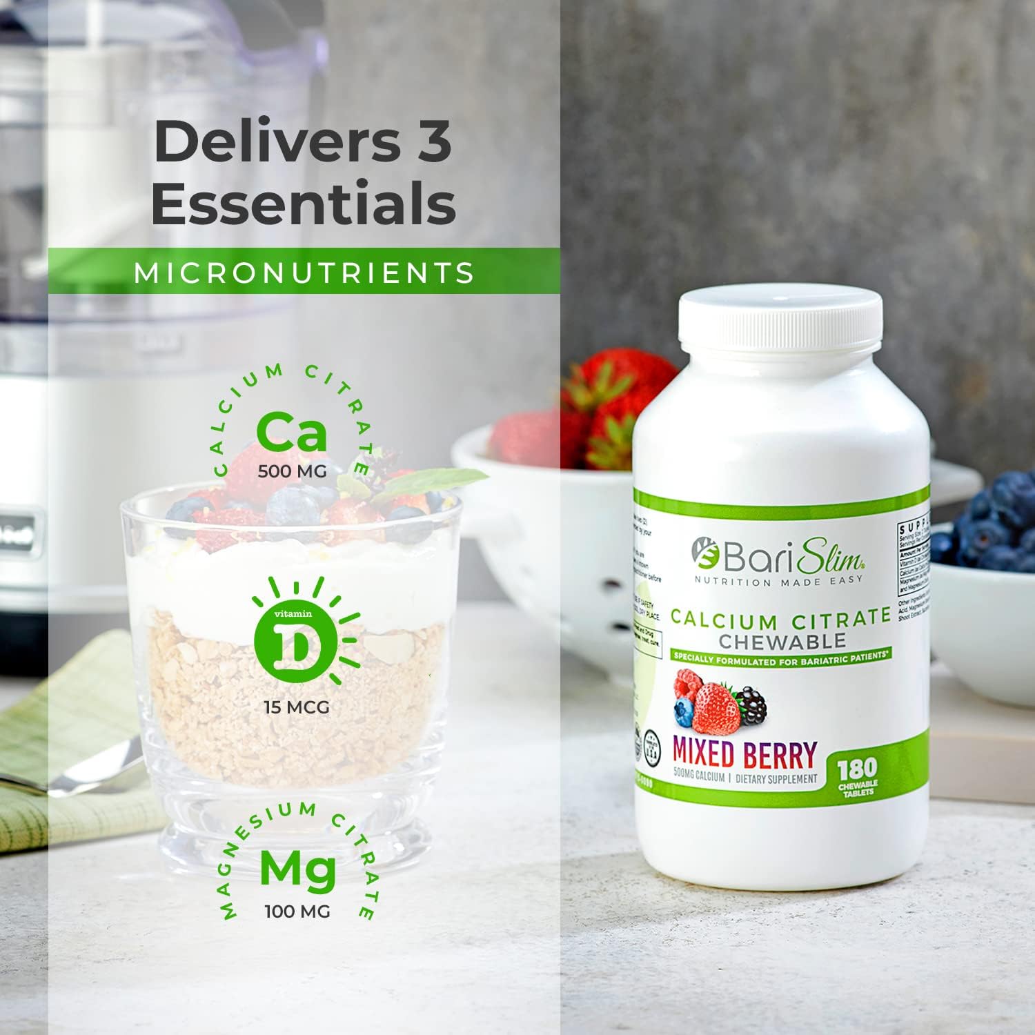 BariSlim Bariatric Calcium Citrate & Complete Chewable Multivitamin - Bariatric Vitamin and Supplement for Post Bariatric Surgery Including Gastric Bypass and Gastric Sleeve BariSlim buy supplements Au