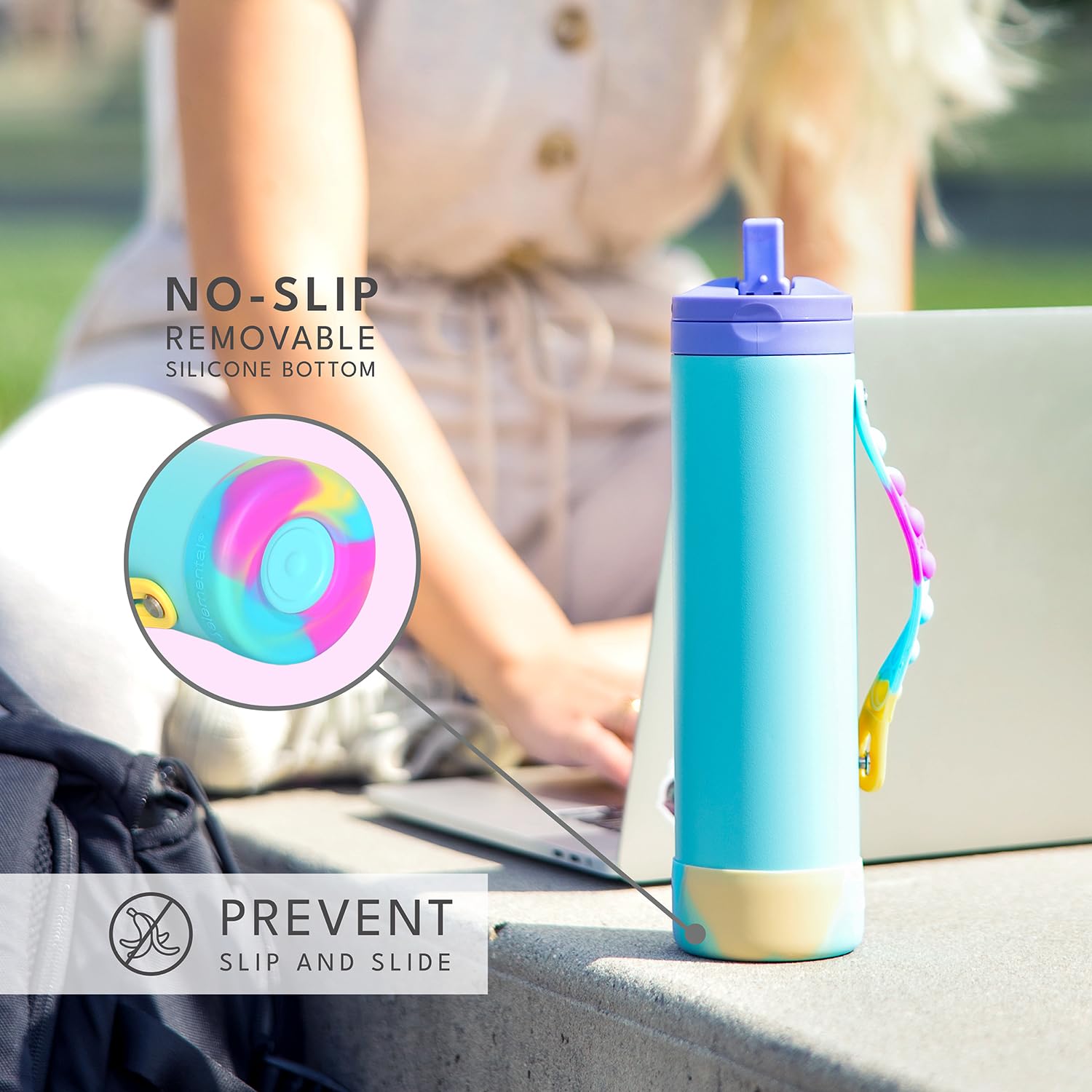 Elemental Iconic Water Bottle for School - 100% Leak-Proof Insulated Water Bottles with Straw Lid & Pop-It Handle - Triple-Wall Insulated & BPA-Free, 20oz – Blue Tie Dye Elemental buy supplements Au