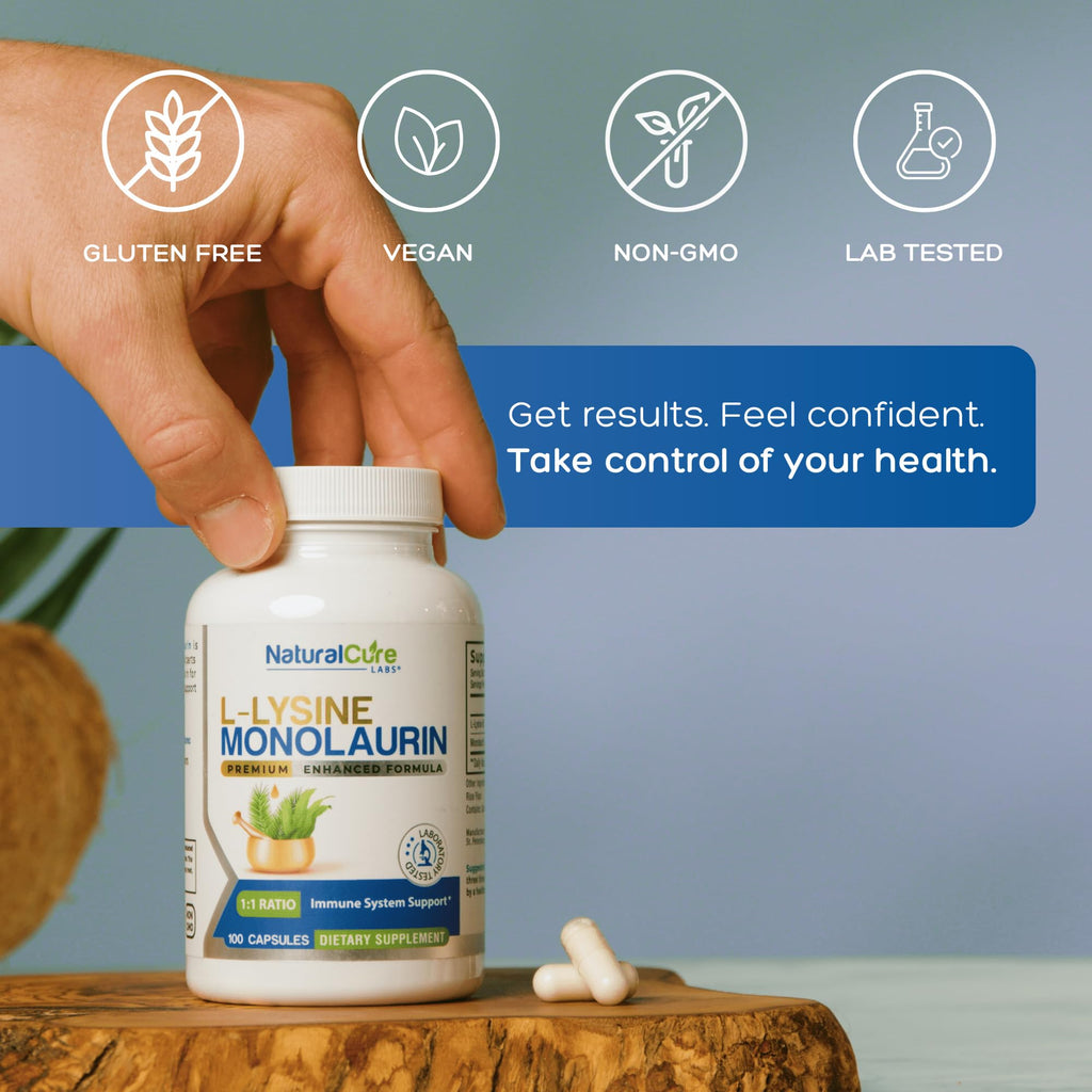 Natural Cure Labs L-Lysine with Monolaurin 600mg 1:1 Ratio, 100 Capsules Natural Cure Labs buy supplements Au
