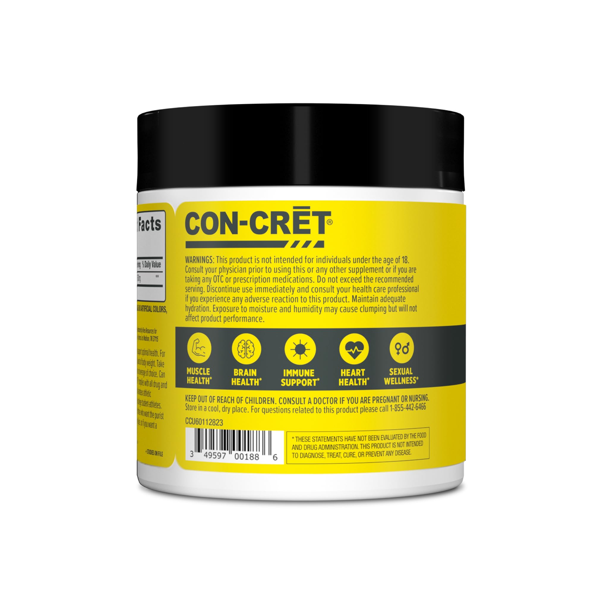 CON-CRET Creatine HCl Powder | Muscle, Cognitive, Cellular Energy Support | No Bloating or Cramps