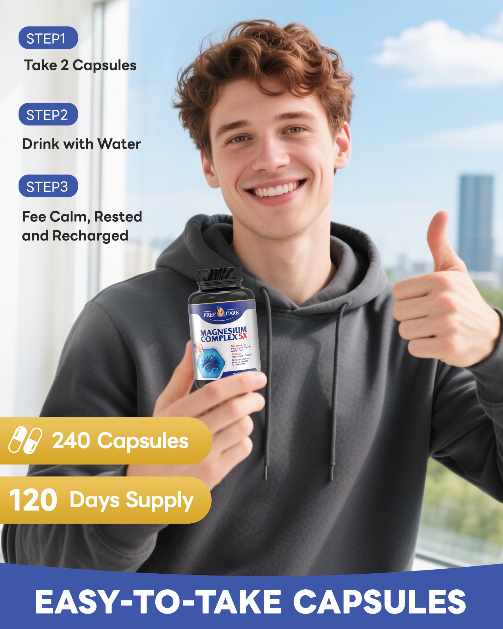 820mg Magnesium Complex 240 Veggie Capsules,for Women & Men with Magnesium Glycinate,Citrate, Malate,Taurate & L-Threonate for Sleep, Mood, Muscle Relaxation & Nerve Function Vegan Friendly, Non-GMO FreeCare buy supplements Au