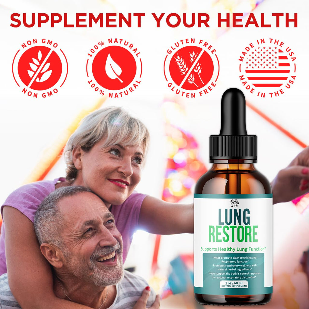 (2 Pack) Lung Restore Drops, Official LungRestore Liquid Supplement Drops with All Natural Ingredients, Lung Restore Advanced Lungs Wellness Support with Premium Vitamins for Women & Men (60 Servings) MJOBuy Supplements Australia
