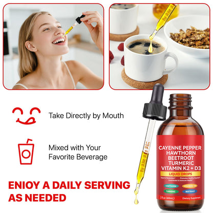 Cayenne Pepper Drops, Cayenne Pepper Extract with Herbal Blend - Includes Hawthorn, Beet Root & Turmeric (1Pack) WHLH & WELL-BEING buy supplements Au