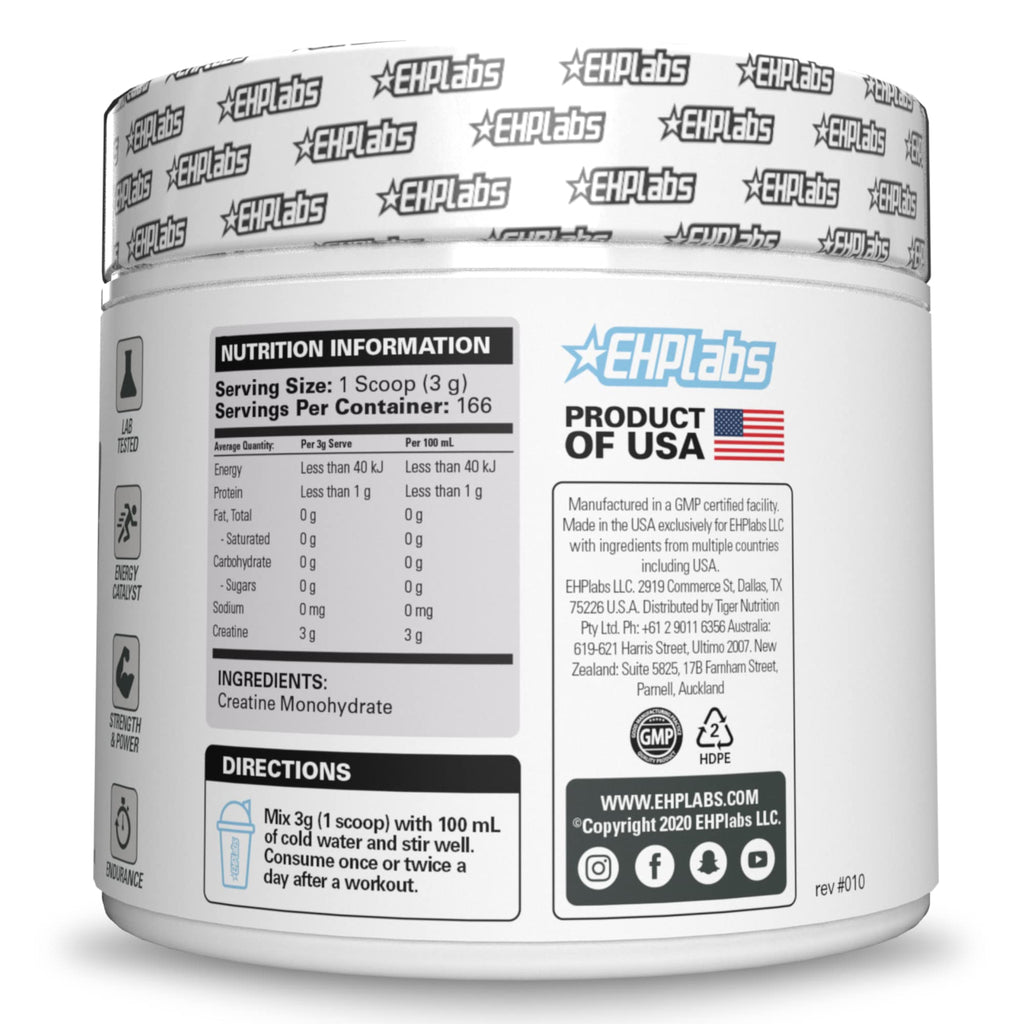 EHP Labs CREA-8 Micronized Creatine Monohydrate Powder - Unflavored Creatine Powder for Muscle Growth, Increased Strength, Enhanced Energy Output