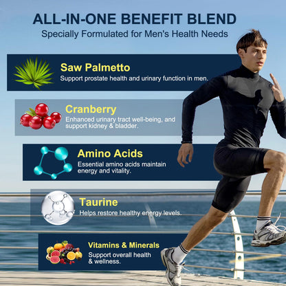 Probiotics for Men Digestive Health, 120 Billion CFUs Mens Probiotic with Digestive Enzymes & Prebiotics & Saw Palmetto & Cranberry for Gut, Prostate & Urinary