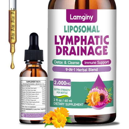 Liposomal Lymphatic Drainage Drops, 9-In-1 Lymphatic Drainage Supplements for Detox & Cleanse, with Echinacea, Dandelion, Elderberry, Burdock Root & Cleavers, Immune & Lymph System Support, 2 FL OZ LAMGINY buy supplements Au