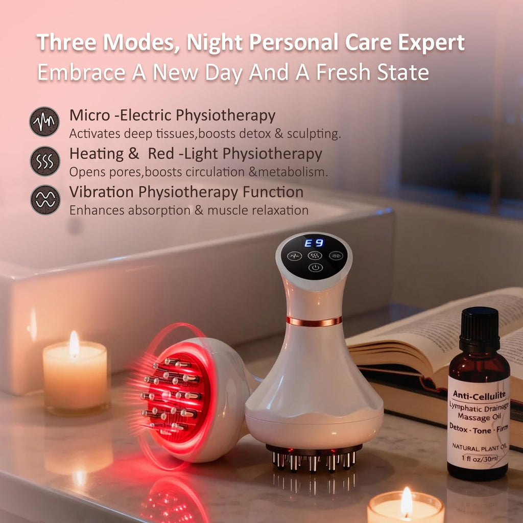 Lymphatic Drainage Massager & Anti Cellulite Massage Tool Helps Reduce Stretch Marks & Cellulite, Body Sculpting Machine For Legs, Arms & Belly with Microcurrent, Light, Heat & Vibration，With Body Oil FASCITONE buy supplements Au