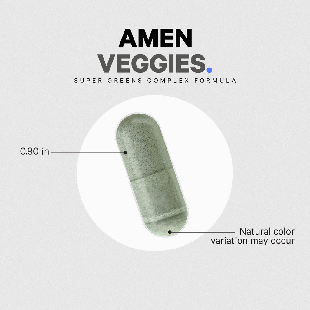 Amen Veggies, Daily Veggies Vitamins Supplement, Vegetables Vegan Blend & Whole-Food Raw Greens Multivitamin Capsules, Mushroom Complex, Superfood, Minerals, Green Vegetable Nutrients, Non-GMO, 90 ct AmenBuy Supplements Australia