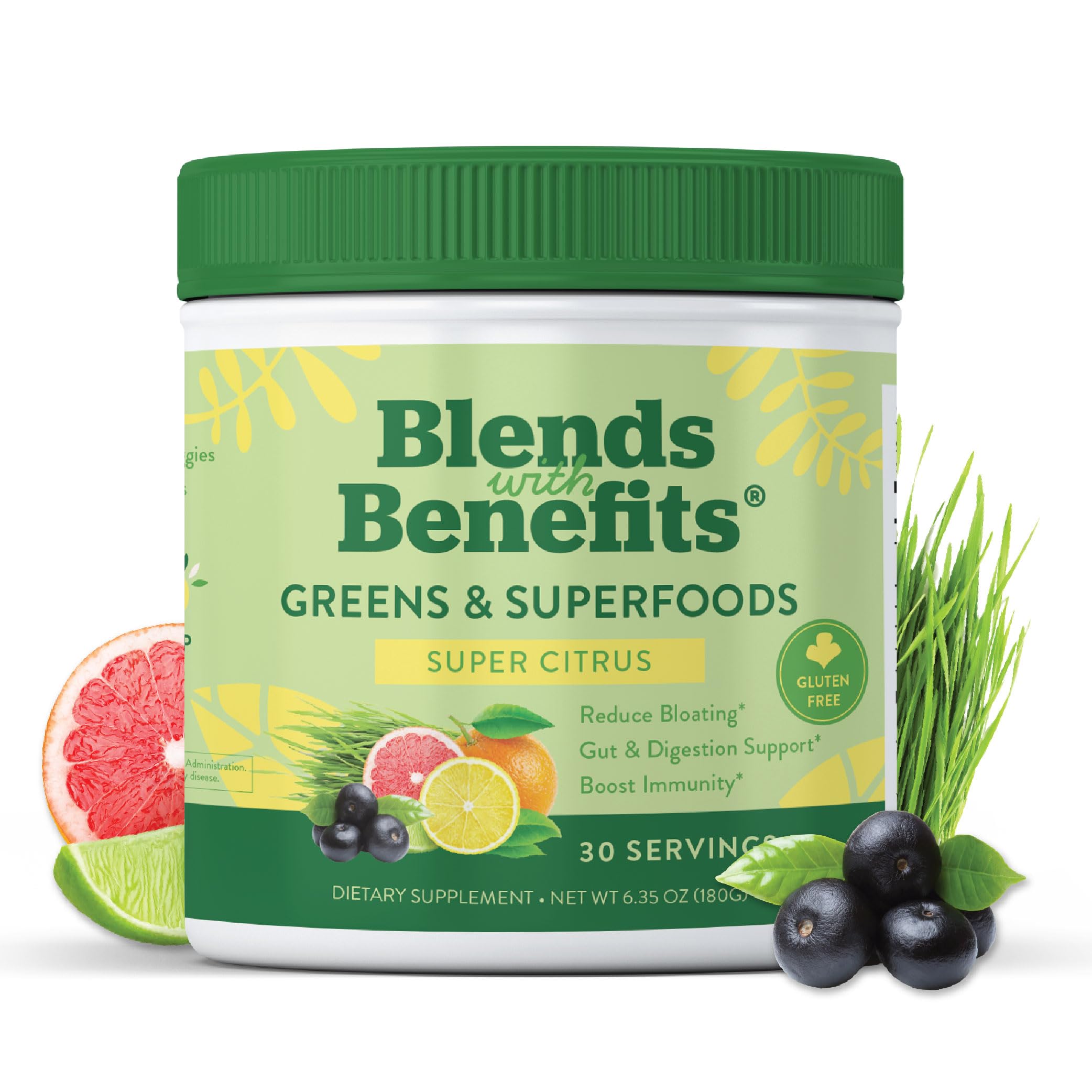 360 Nutrition Blends with Benefits Super Greens Powder w/Probiotics, Digestive Enzymes, Sugar & Gluten Free, Plant Based Superfood Drink Mix for Gut Health, Bloating, Immunity, Overall Health, 6.35 oz 360 NutritionBuy Supplements Australia