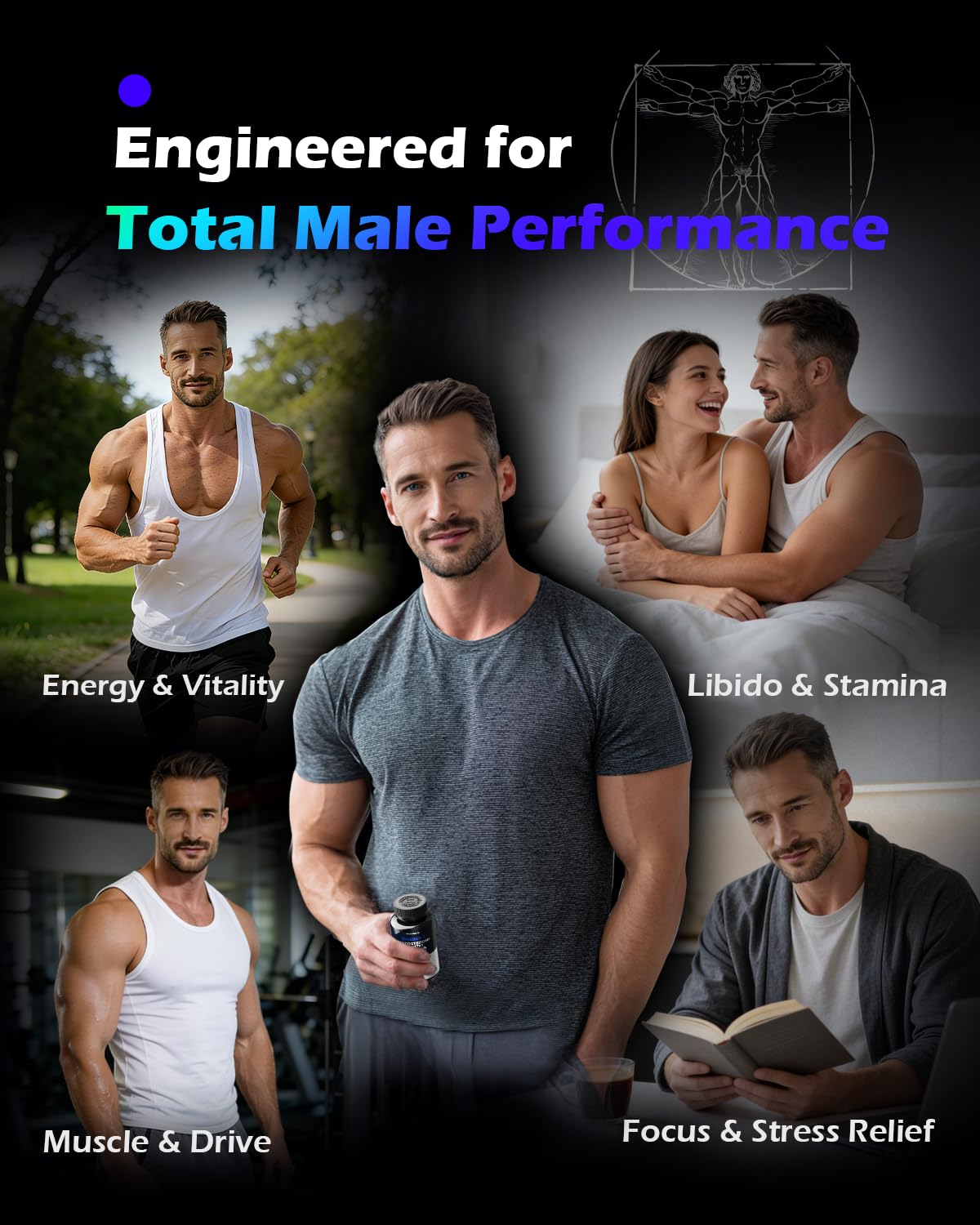 PickYouth Synergy-T Booster Supplement for Men, Total Male Performance, Liposomal Absorption System, 100% Transparency with Ashwagandha, DIM