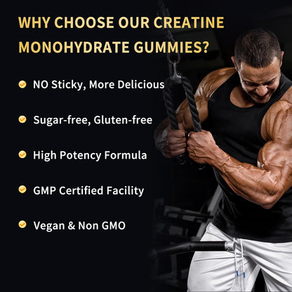 OUYIYUA Creatine Monohydrate Gummies 5000mg for Men & Women - Sugar Free Pre-Workout Supplement, Chewables for Muscle Strength, Muscle Builder, Energy Boost,