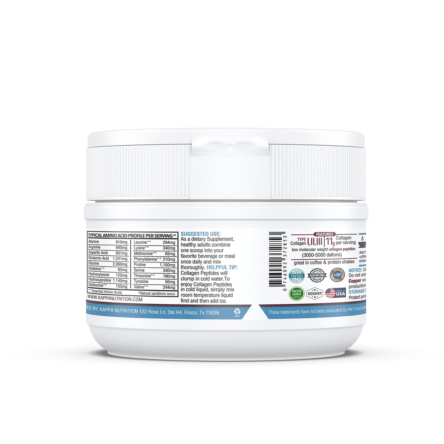 KAPPA NUTRITION Collagen Type I, II, III, 6 Billion Probiotic Acid Resistance, Hyaluronic Acid, Vitamin C, Biotin, Copper and MCT Oil, Beautiful Hair, Nails, & Skin, Collagen Peptides 9 in 1 (11.9oz) KAPPA NUTRITIONBuy Supplements Australia