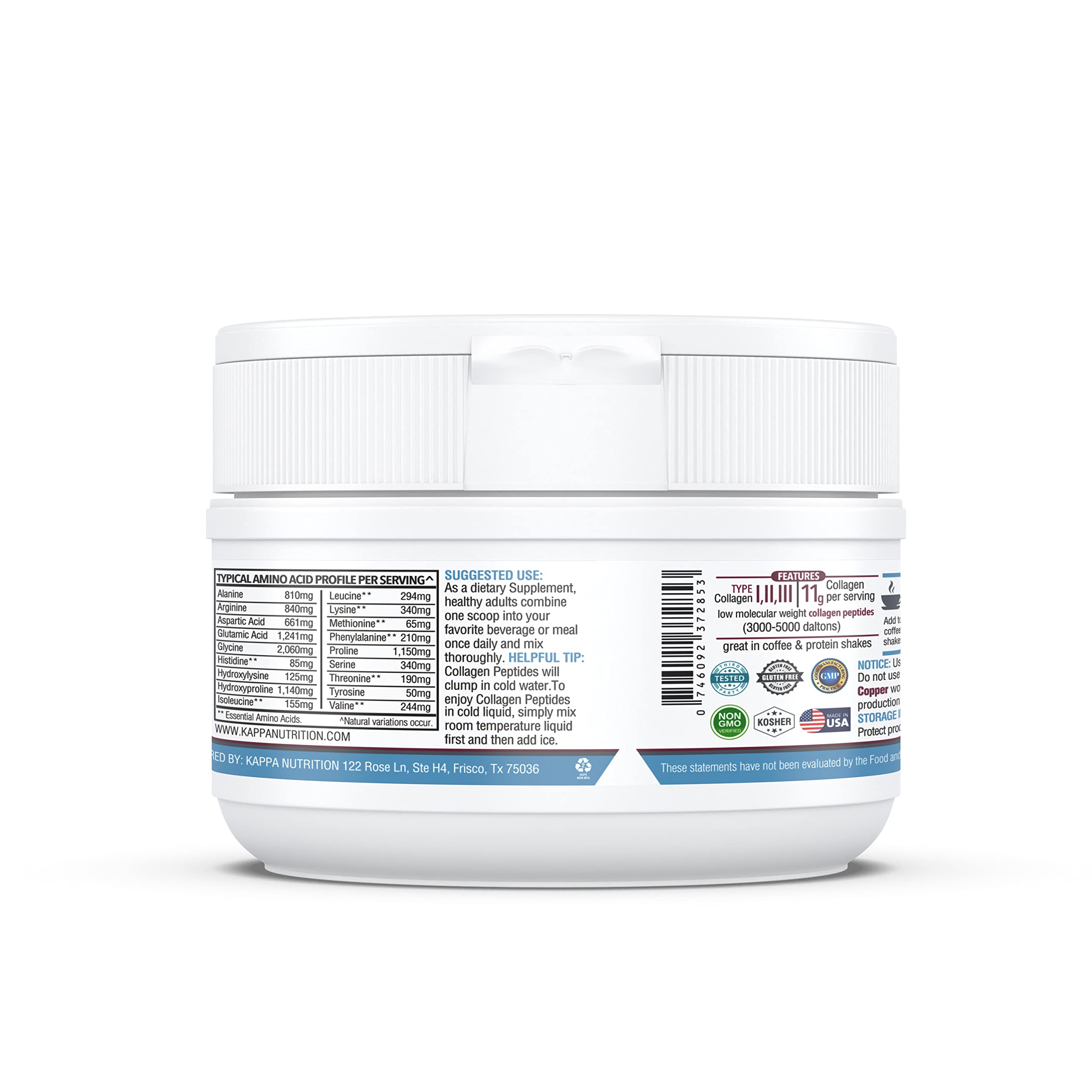 KAPPA NUTRITION Collagen Type I, II, III, 6 Billion Probiotic Acid Resistance, Hyaluronic Acid, Vitamin C, Biotin, Copper and MCT Oil, Beautiful Hair, Nails, & Skin, Collagen Peptides 9 in 1 (11.9oz) KAPPA NUTRITIONBuy Supplements Australia