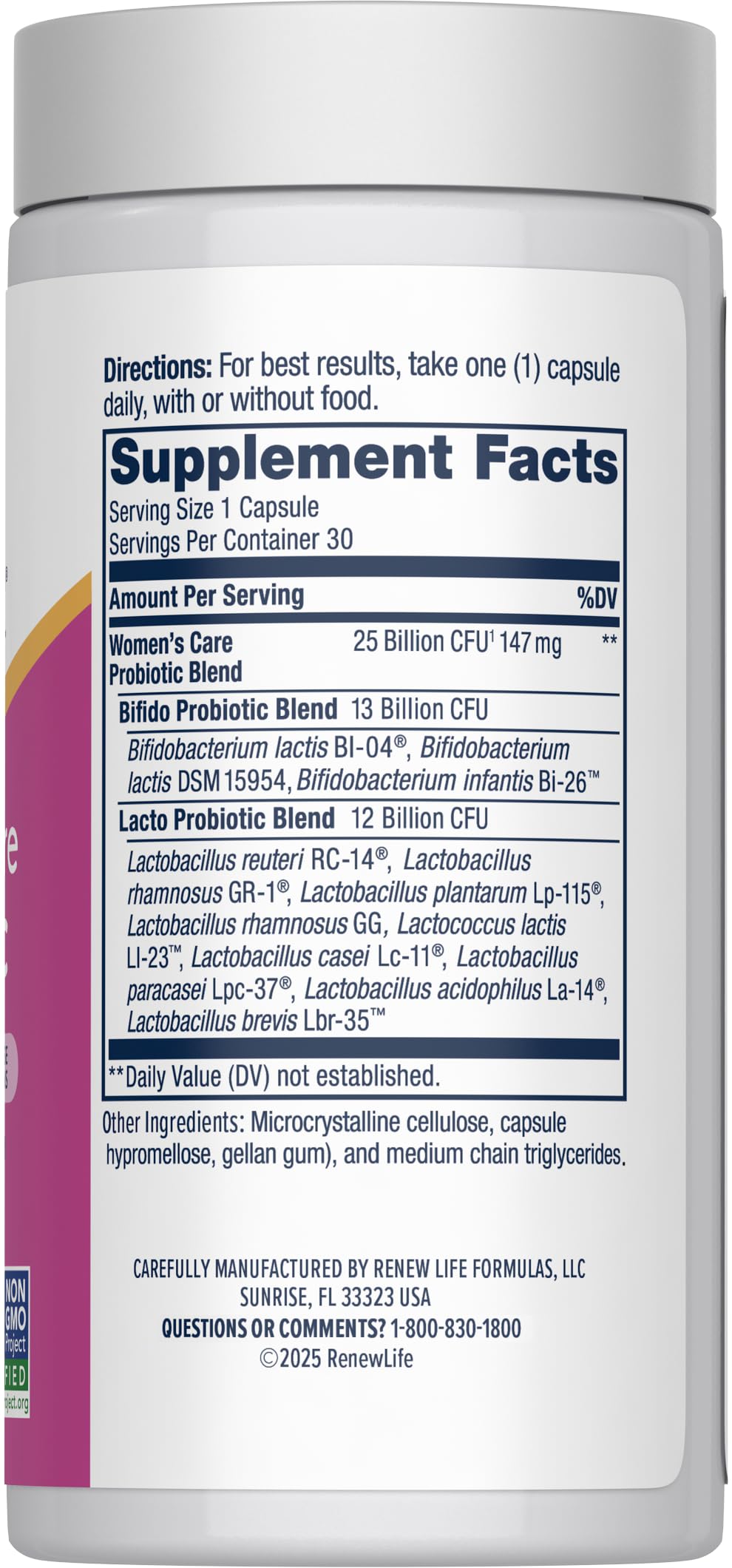 Renew Life Probiotics for Women, 25 Billion CFU Guaranteed, Probiotic Supplement for Digestive, Vaginal & Immune Health, Shelf Stable