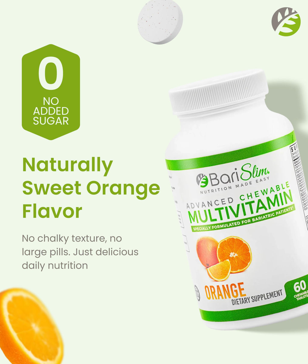 BariSlim Advanced Chewable Bariatric Multivitamin Tablets - Bariatric Vitamin and Supplement for Post Bariatric Surgery Including Gastric Bypass and Gastric Sleeve | Orange (60 Count) BariSlim buy supplements Au