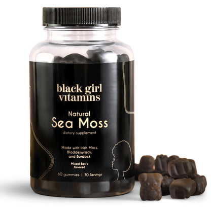 Black Girl Vitamins - Irish Sea Moss Gummies - SeaMoss + Bladderwrack & Burdock - 92 Minerals for Thyroid, Metabolism, and Immunity - Vegan, Gluten-Free, Halal (Mixed Berry, 30 Day Supply) Black Girl VitaminsBuy Supplements Australia