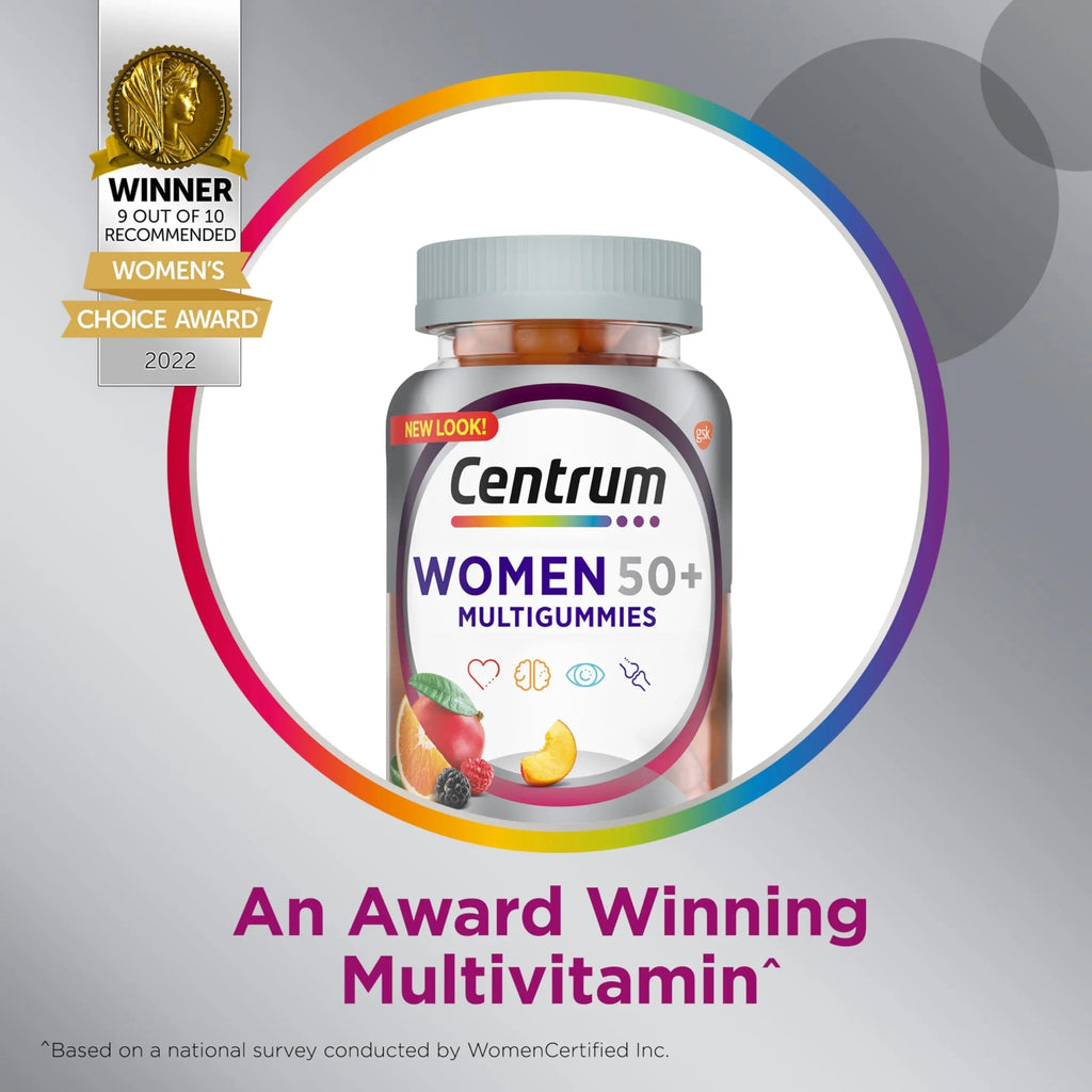 Centrum MultiGummies for Women 50 Plus, Multivitamin/Multimineral Supplement with Vitamins D3, E, B6, and B12 Centrum