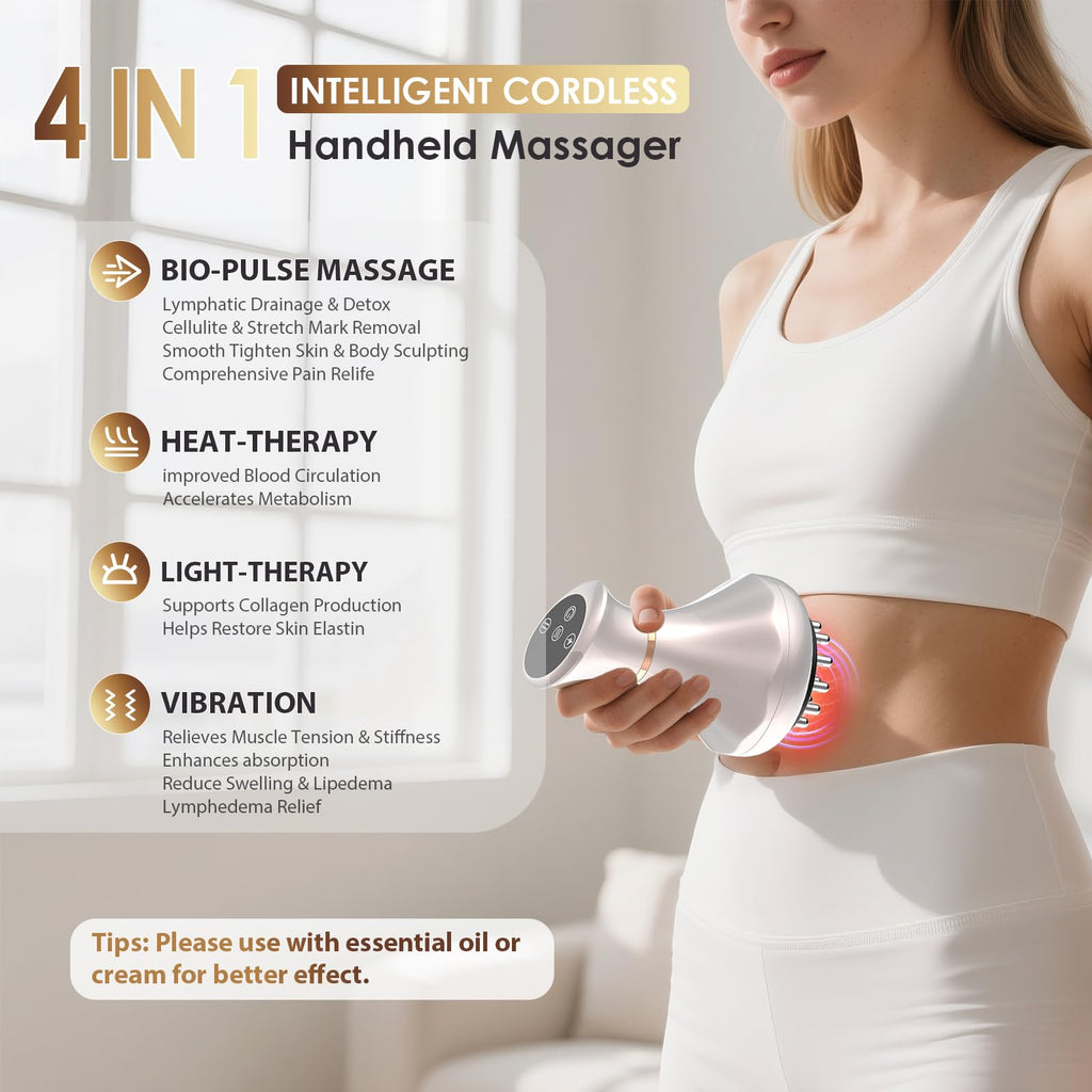 Lymphatic Drainage Massager, Anti Cellulite Massage Tool For Belly & Thigh Stretch Marks & Cellulite Reduction, Handheld Massage tools for Sciatica Nerve, shoulder, Hip, Muscle, Low Back Pain Relief nanagoo buy supplements Au