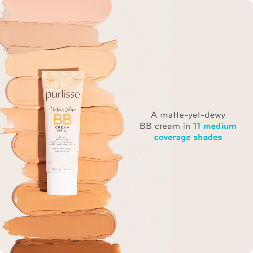 pūrlisse Perfect Glow BB Cream with SPF 30 - Matte Meets Dewy Finish - Enriched with Goji & Hawthorn Berry to Help Improve Skin Texture & Radiance - Medium Golden (1.4 oz) pūrlisseBuy Supplements Australia