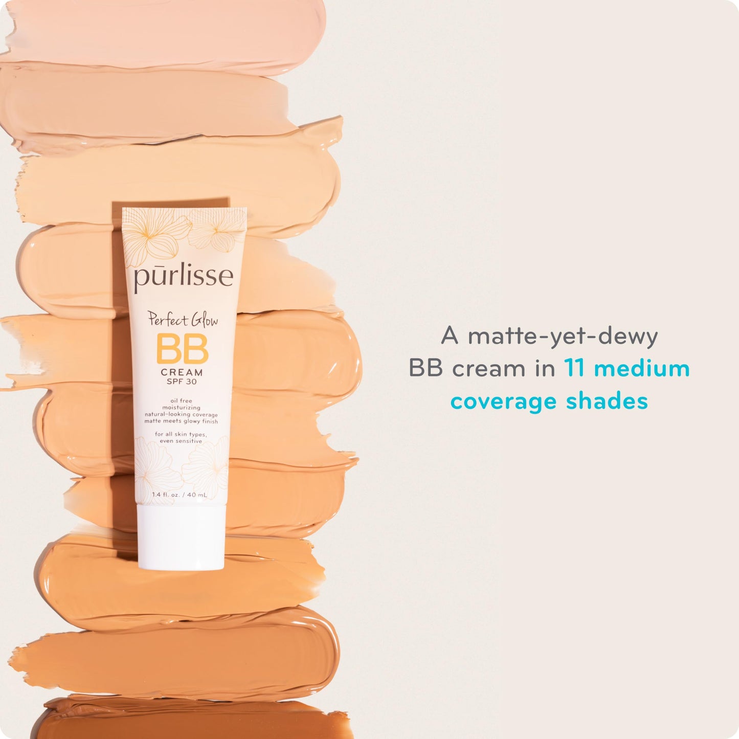 pūrlisse Perfect Glow BB Cream with SPF 30 - Matte Meets Dewy Finish - Enriched with Goji & Hawthorn Berry to Help Improve Skin Texture & Radiance - Medium Golden (1.4 oz) pūrlisseBuy Supplements Australia